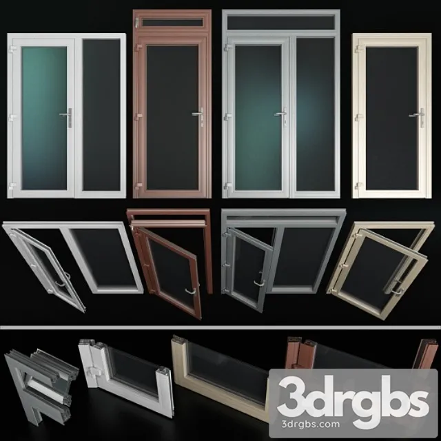 stained aluminum doors_3 3D Model Download