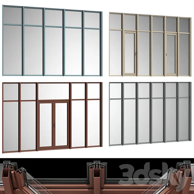 Stained aluminum fire doors 3D Model