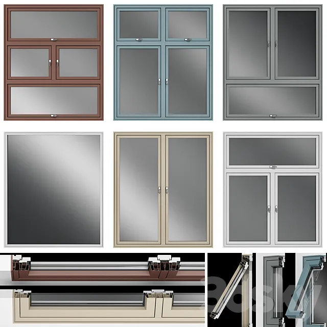 Stained aluminum windows 3D Model