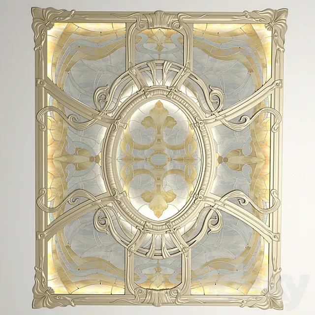 Stained glass ceiling in the forged frame. 3DModel Stained glass ceiling in the forged frame. 3DModel
