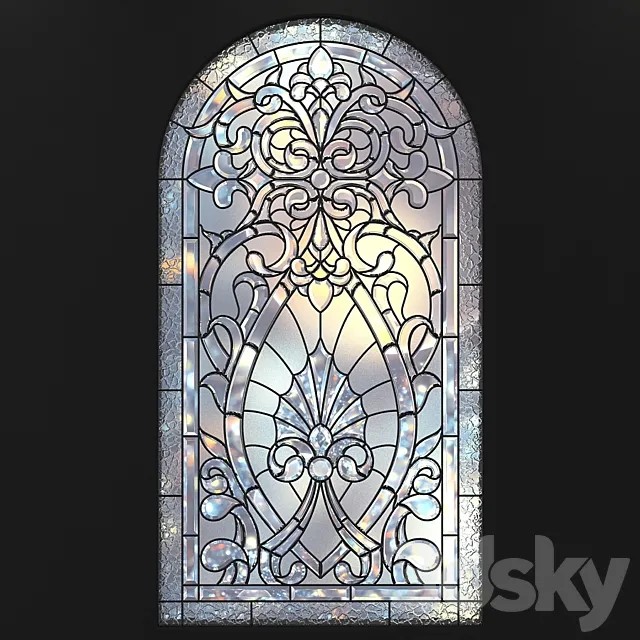 Stained glass for windows with arch 3D Model