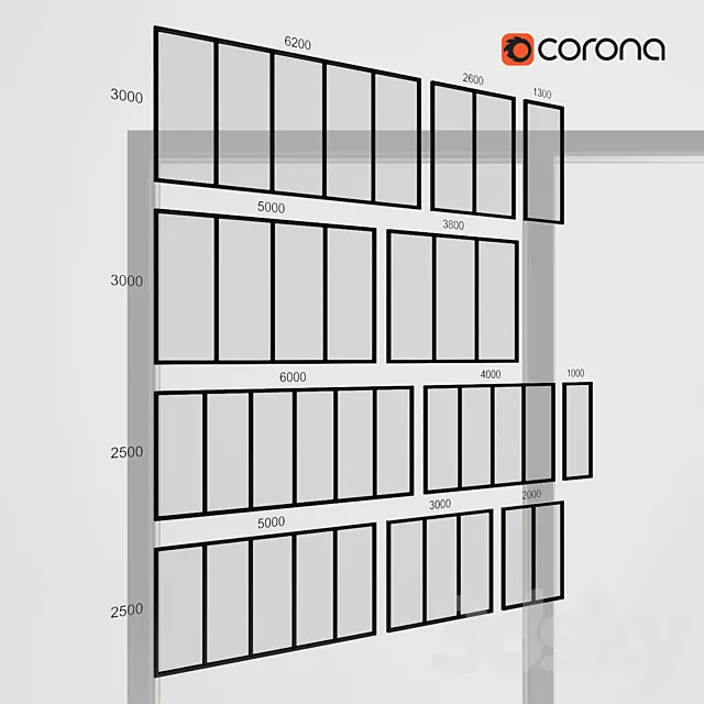 Stained glass panoramic windows 3D Model