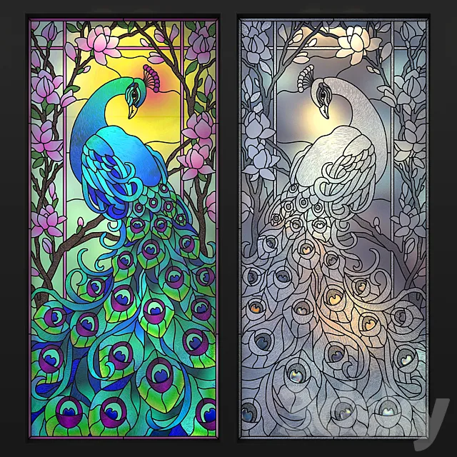 Stained Glass Peacock 3D Model