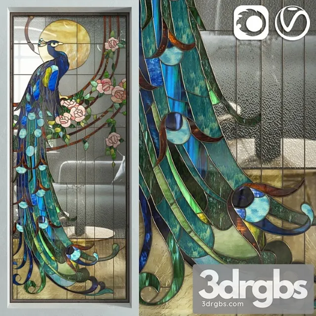 Stained Glass Peacock 3D Model Download