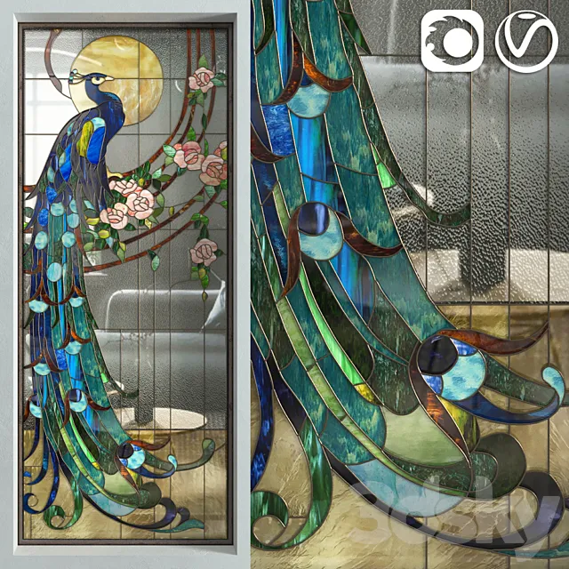 Stained Glass Peacock 3DModel Stained Glass Peacock 3DModel