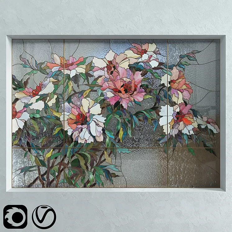 Stained Glass Peonies 3D Model Stained Glass Peonies 3D Model