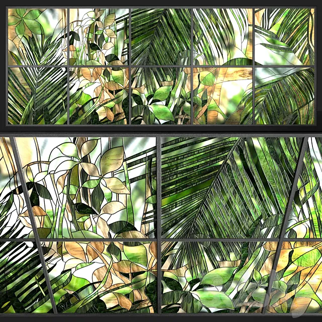 Stained-glass window “Tropics” 3D Model Stained-glass window “Tropics” 3D Model