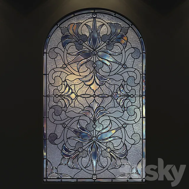 Stained glass window with arch 3D Model