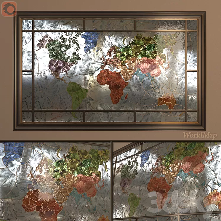Stained Glass World map (World Map stained-glass window) 3D Model