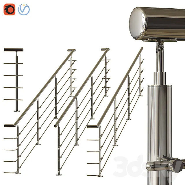 Stainless steel railing 1 3DModel