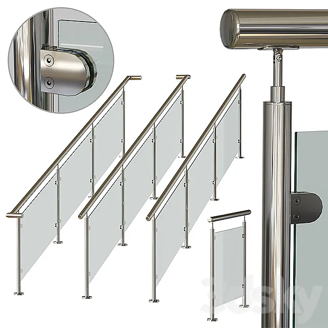 Stainless steel railing 3 3DModel