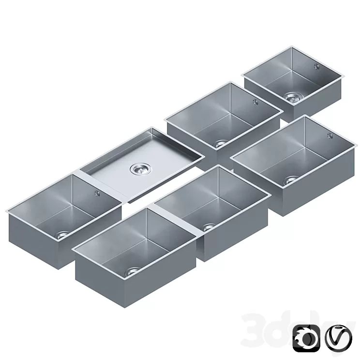 Stainless Steel Sinks by Dornbracht Set 01 3D Model Stainless Steel Sinks by Dornbracht Set 01 3D Model