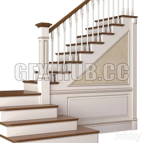 Stair in A Classic Style 3D Model
