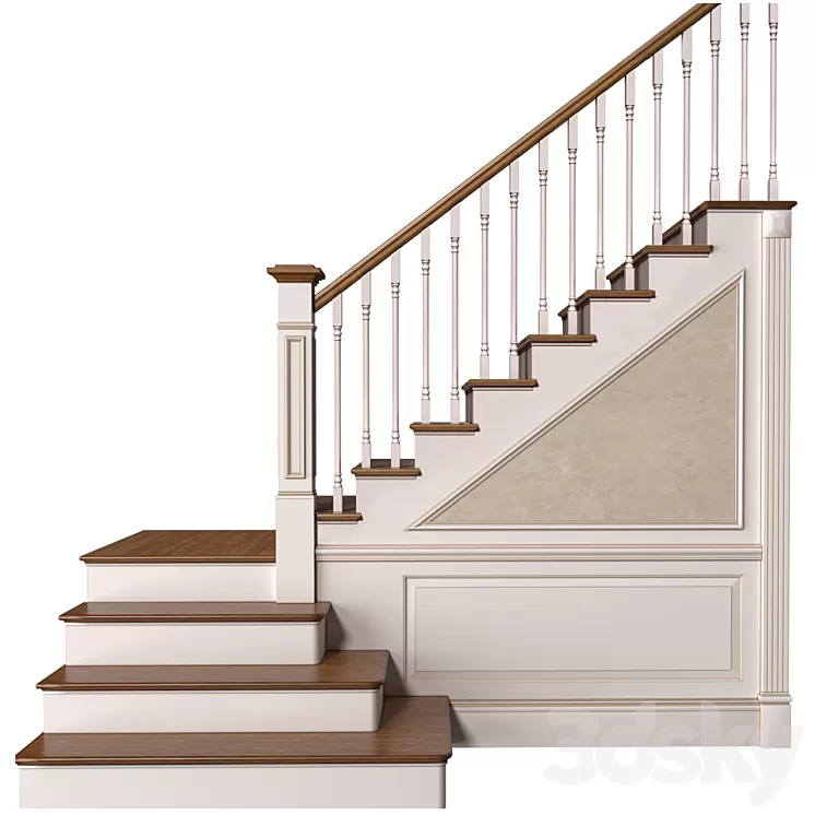 Stair in a classic style.Classic Modern interior Stair 3D Model Free Download