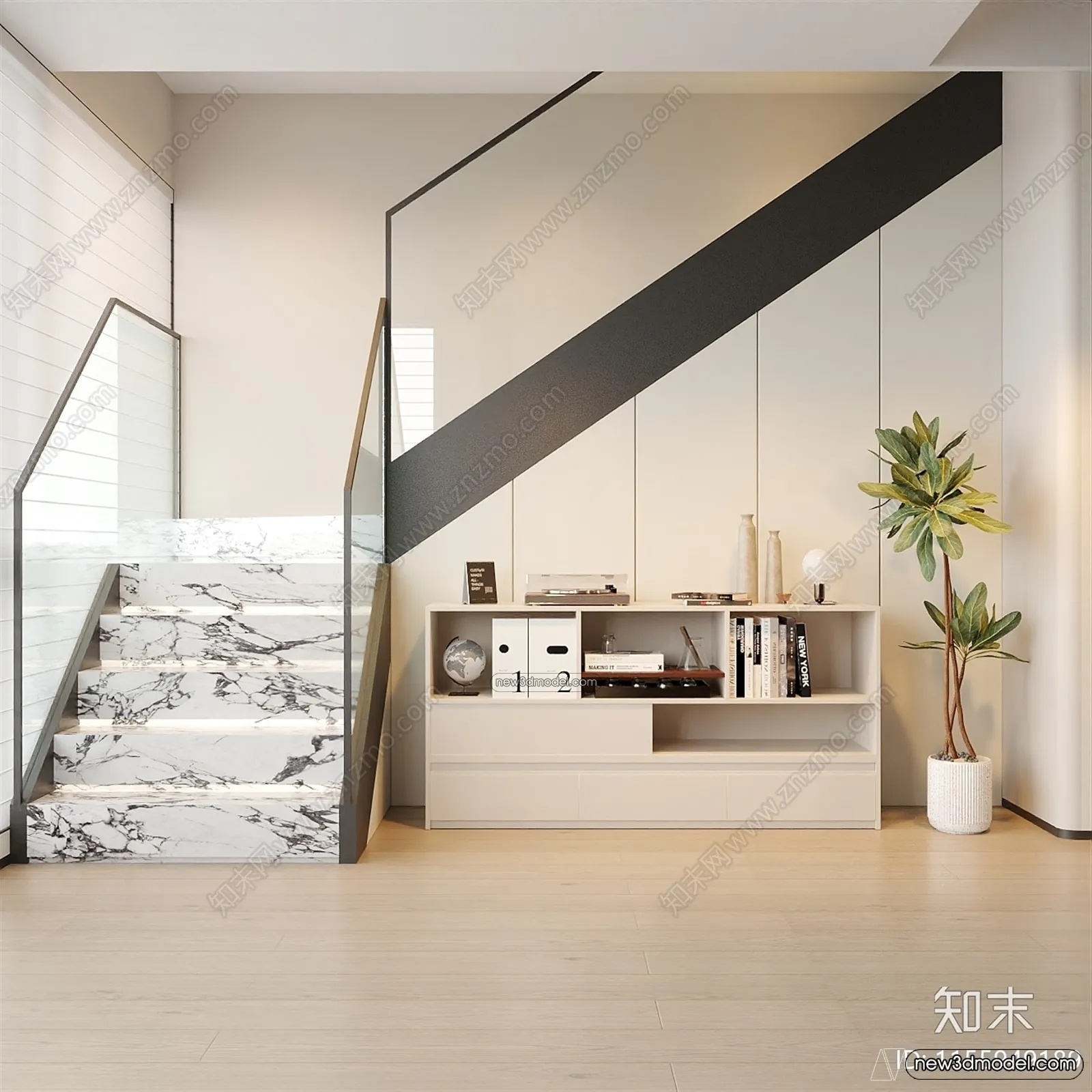 Staircase Decoration – 3D Interior Scene – 3D Models – 089 Staircase Decoration – 3D Interior Scene – 3D Models – 089