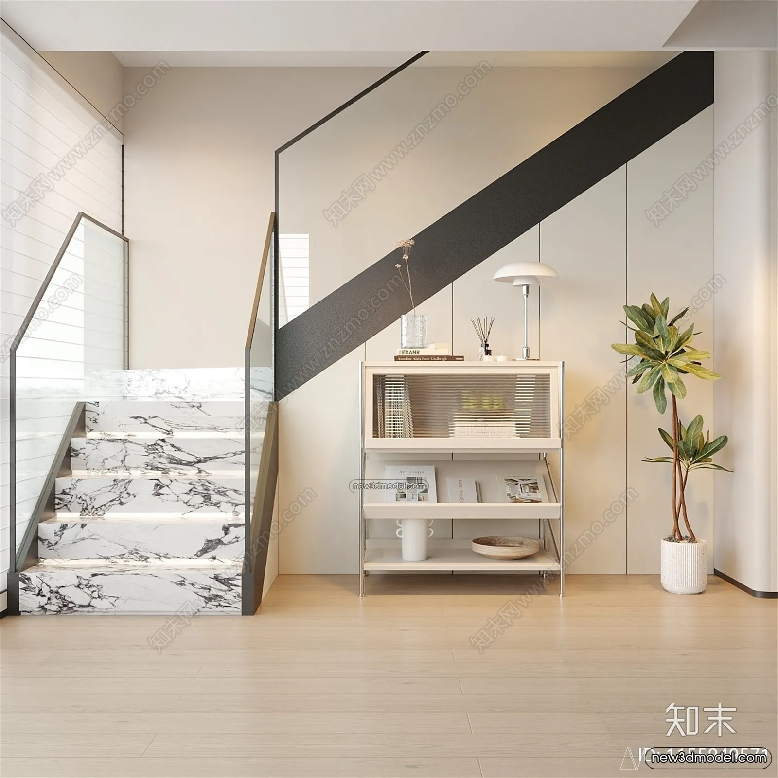 Staircase Decoration – 3D Interior Scene – 3D Models – 091 Staircase Decoration – 3D Interior Scene – 3D Models – 091