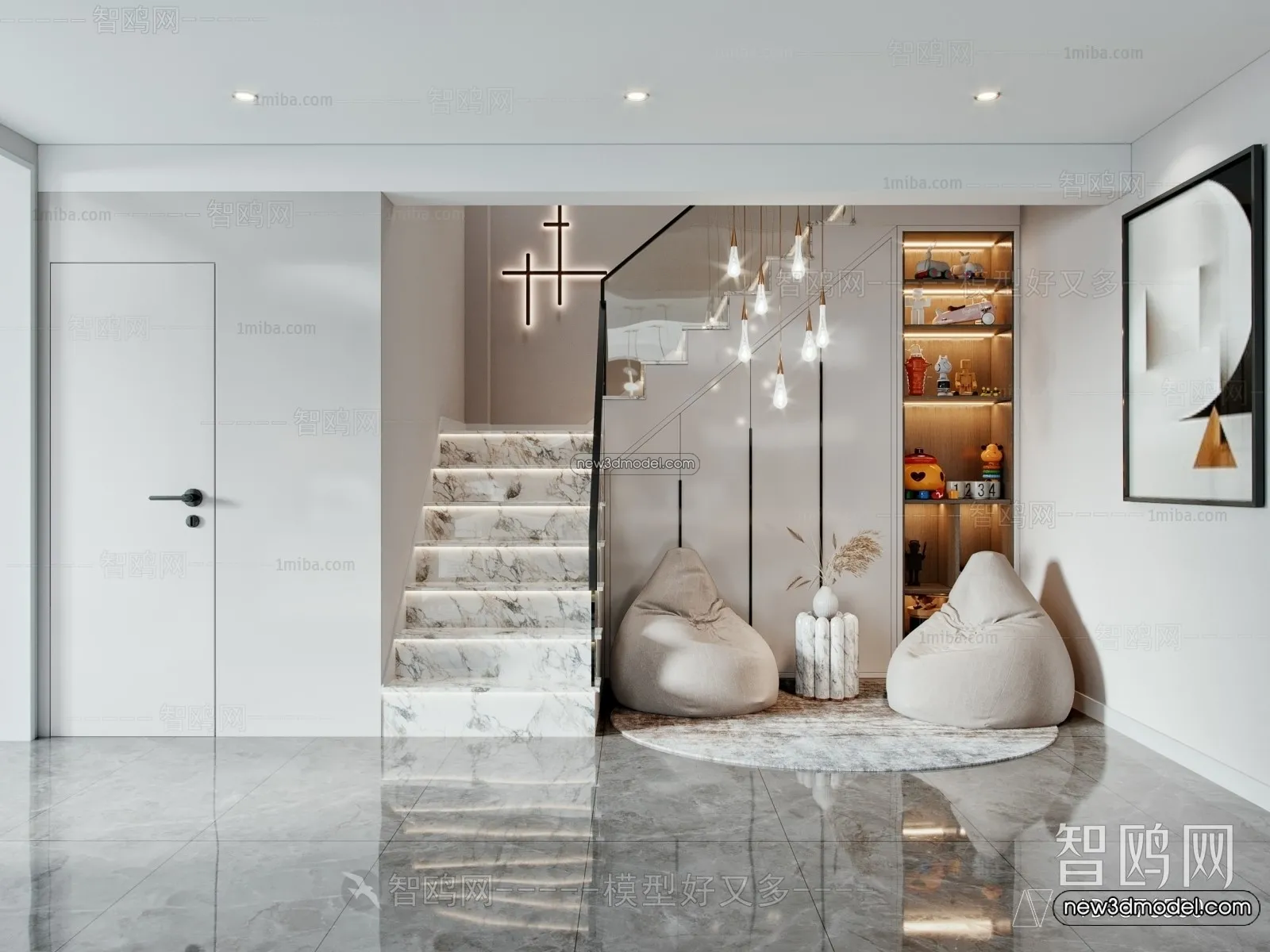 Staircase Decoration – 3D Interior Scene – 3D Models – 105 Staircase Decoration – 3D Interior Scene – 3D Models – 105