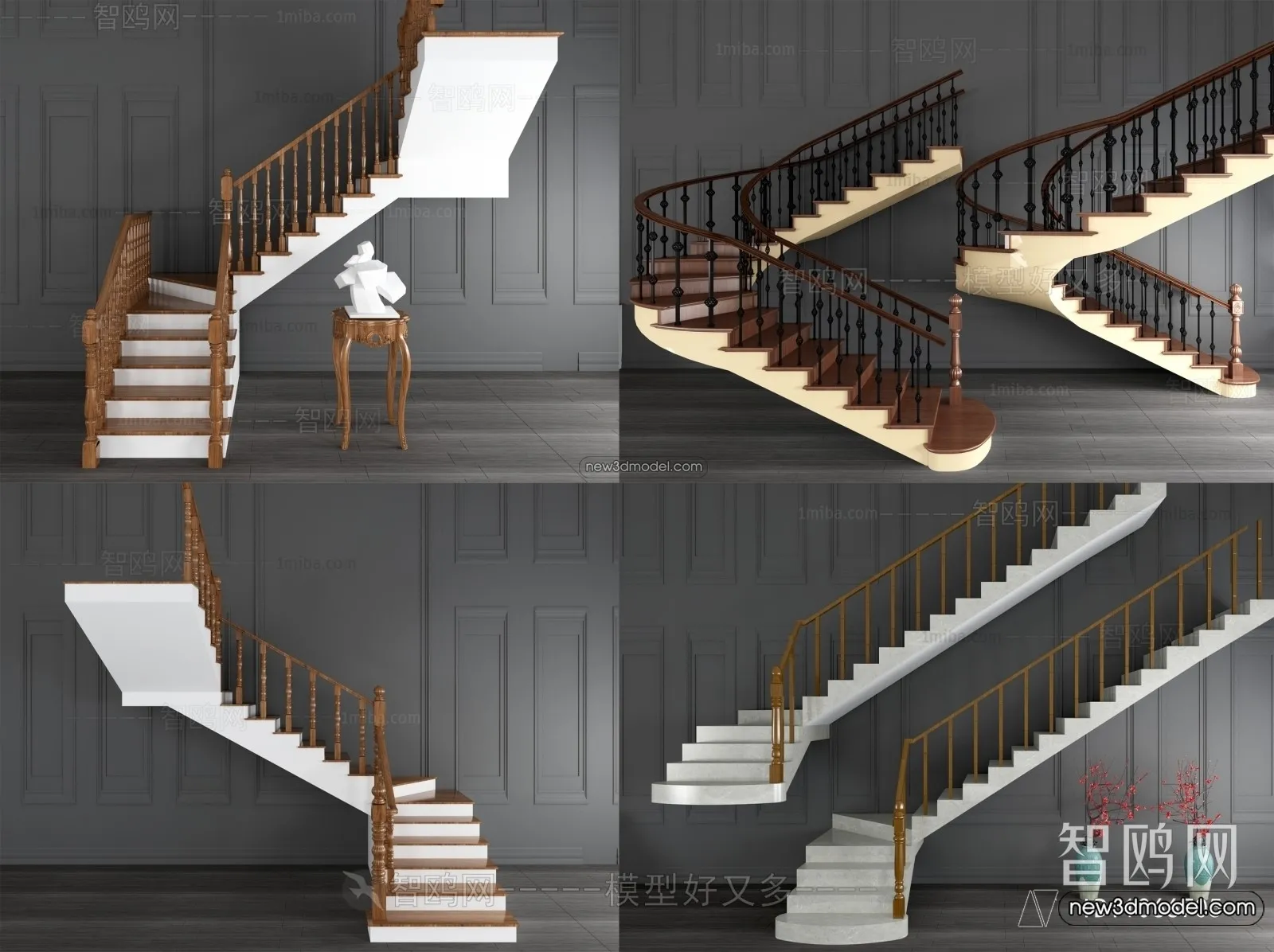 Staircase Decoration – 3D Interior Scene – 3D Models – 107 Staircase Decoration – 3D Interior Scene – 3D Models – 107