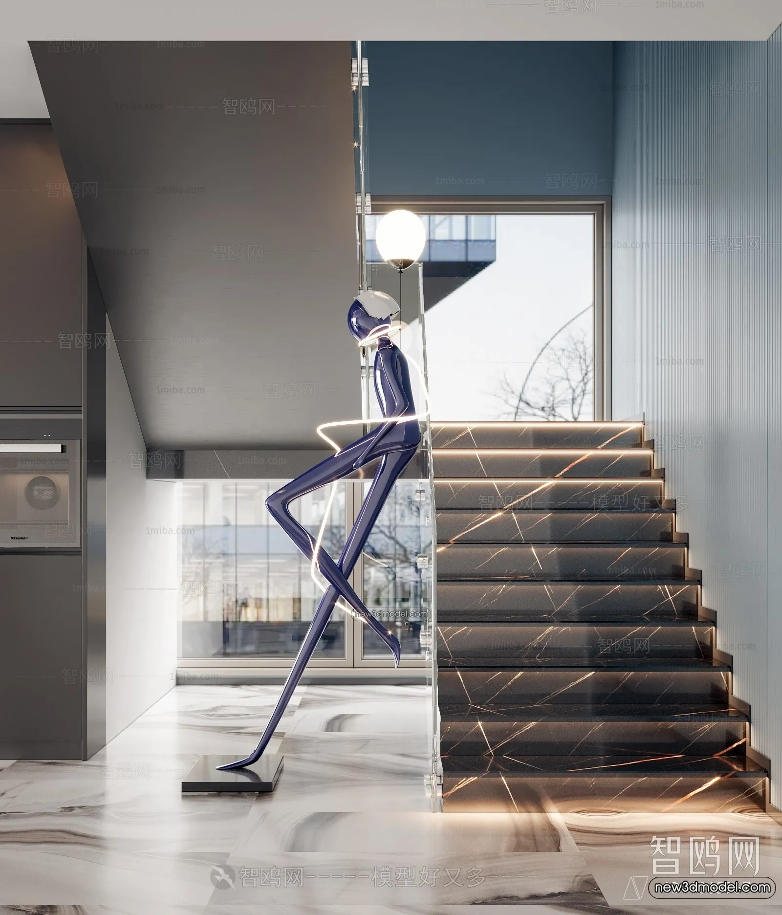 Staircase Decoration – 3D Interior Scene – 3D Models – 114 Staircase Decoration – 3D Interior Scene – 3D Models – 114