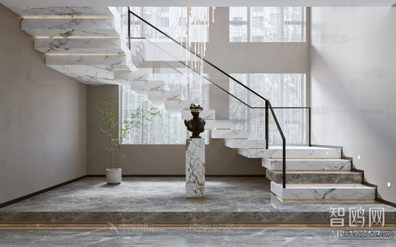 Staircase Decoration – 3D Interior Scene – 3D Models – 123 Staircase Decoration – 3D Interior Scene – 3D Models – 123