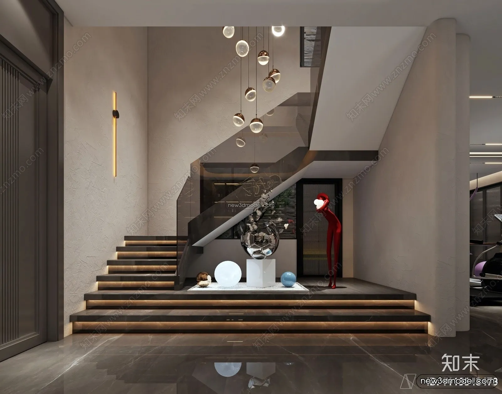 Staircase Decoration – 3D Interior Scene – 3D Models – 124 Staircase Decoration – 3D Interior Scene – 3D Models – 124