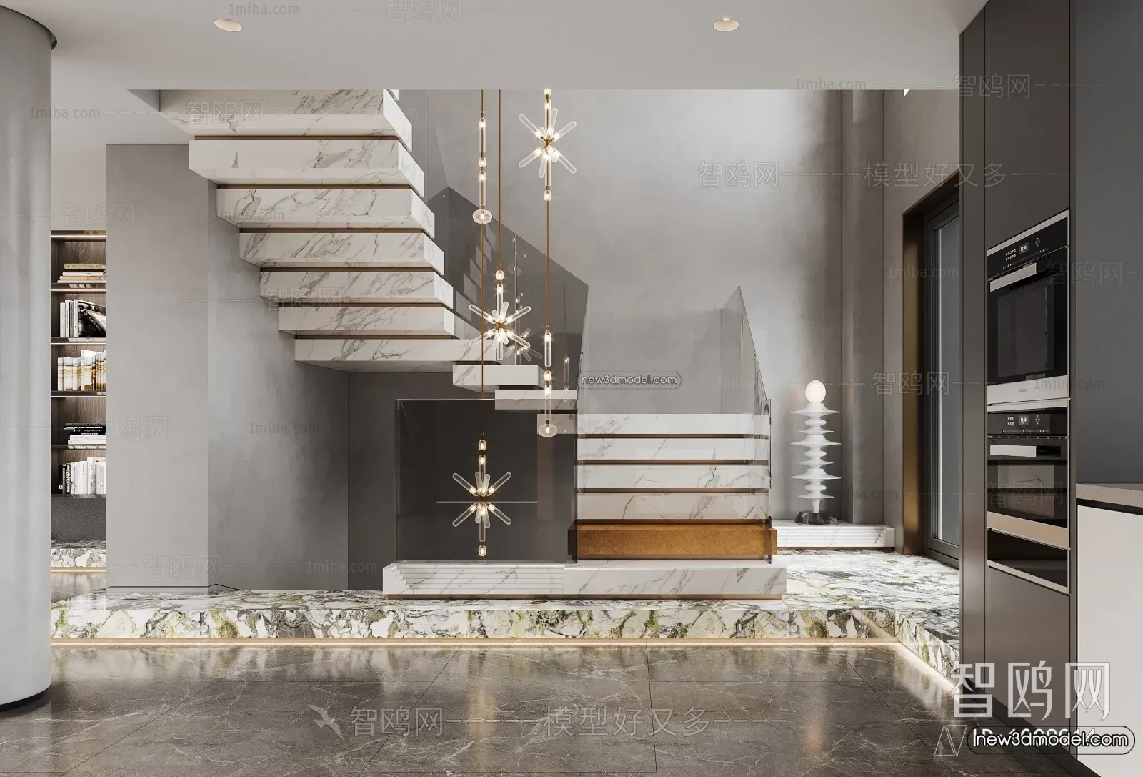 Staircase Decoration – 3D Interior Scene – 3D Models – 125 Staircase Decoration – 3D Interior Scene – 3D Models – 125