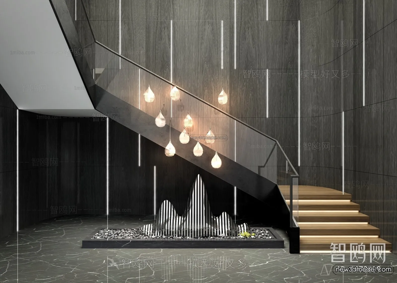 Staircase Decoration – 3D Interior Scene – 3D Models – 129 Staircase Decoration – 3D Interior Scene – 3D Models – 129
