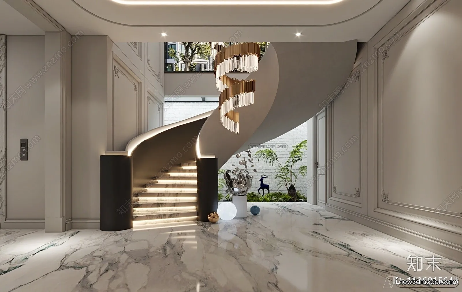 Staircase Decoration – 3D Interior Scene – 3D Models – 136 Staircase Decoration – 3D Interior Scene – 3D Models – 136