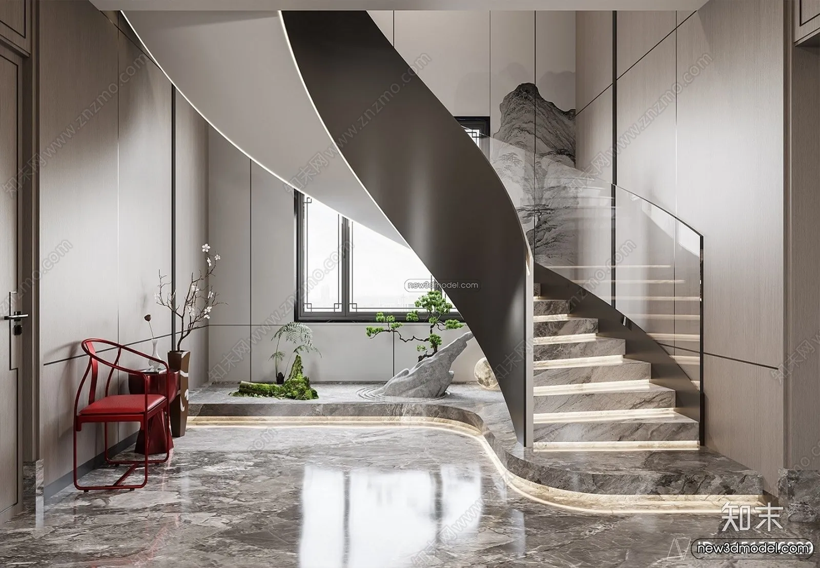 Staircase Decoration – 3D Interior Scene – 3D Models – 149 Staircase Decoration – 3D Interior Scene – 3D Models – 149