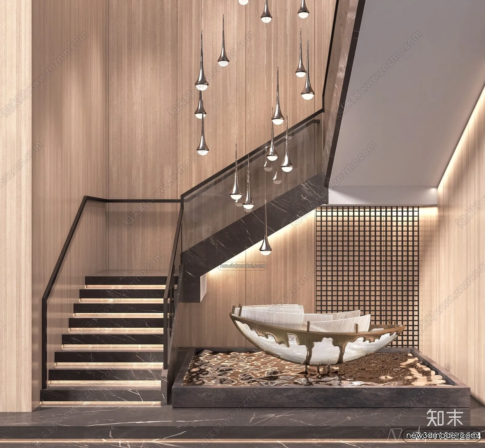 Staircase Decoration – 3D Interior Scene – 3D Models – 151 Staircase Decoration – 3D Interior Scene – 3D Models – 151