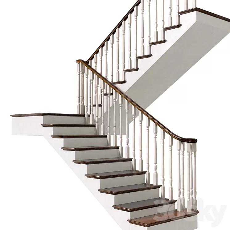 Staircase in classic style.Classic Modern interior stair 3D Model