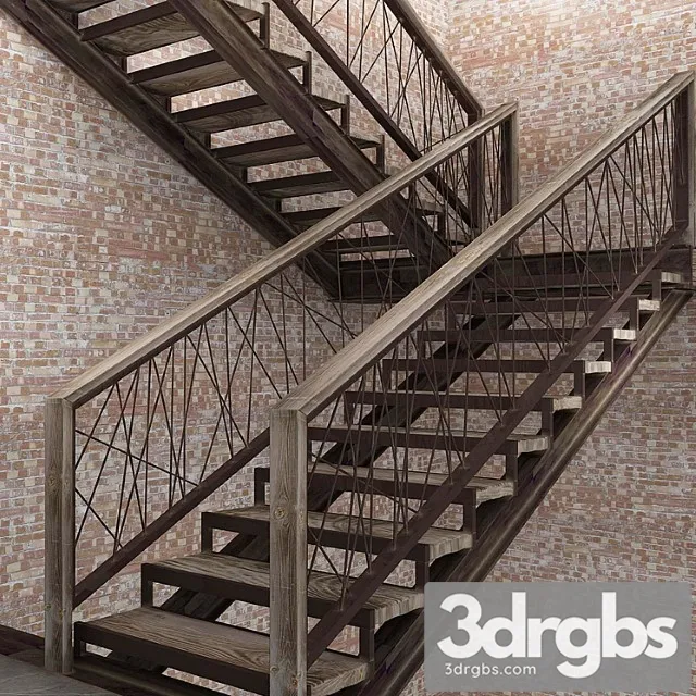 Staircase In Loft Style 2 3D Model Download