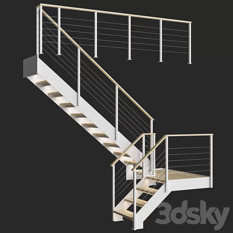 Staircase Loft White 3D Model