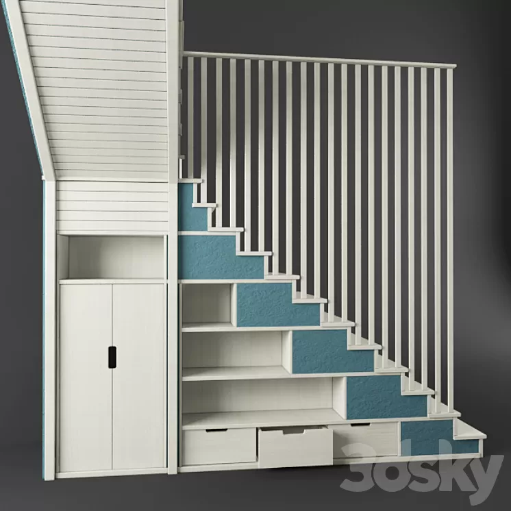 Staircase white 3D Model