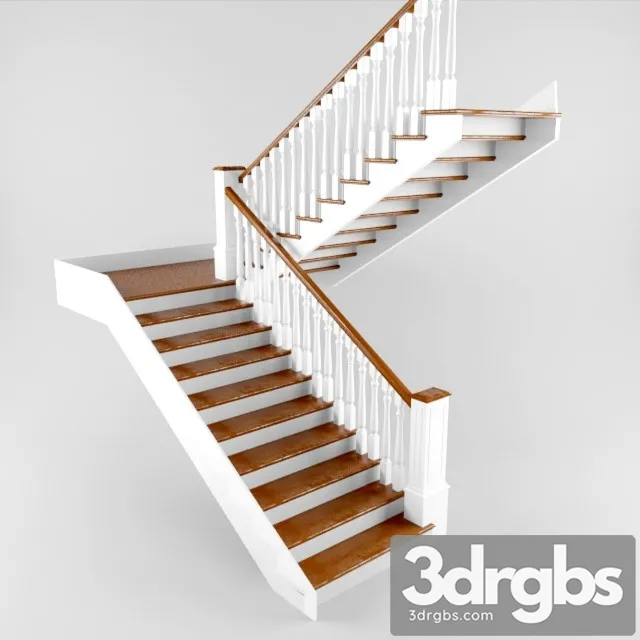 Staircase With Balusters 3D Model Download