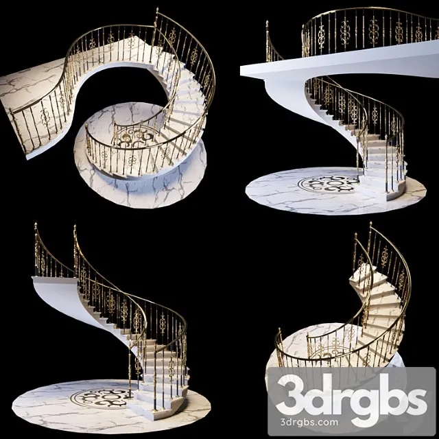 Staircase with handrails 3D Model Download