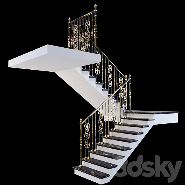 Staircase with handrails 3DModel