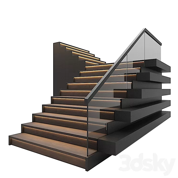 Staircase with light 3D Model