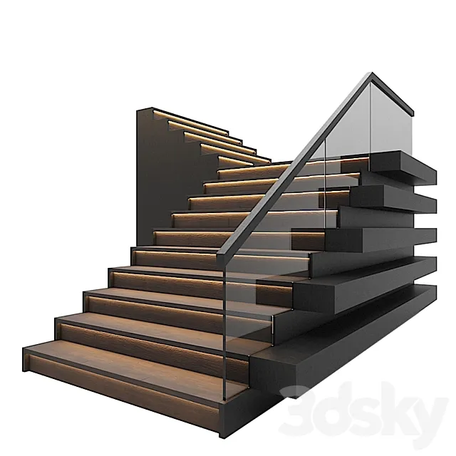 Staircase with light 3DModel