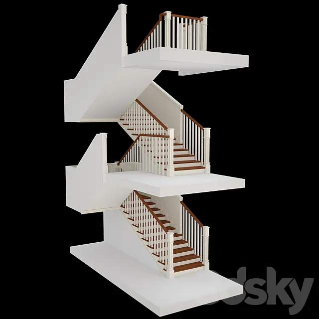 Stairs in colonial style 3DModel