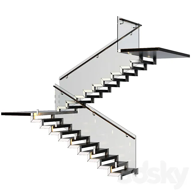 Stairs made of granite metal and glass with illumination Astro 7481 Borgo 43 3D Model