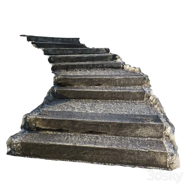 Stairs made of stone and wood for the landscape 3D Model Stairs made of stone and wood for the landscape 3D Model