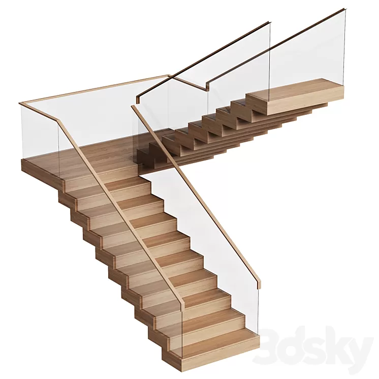 Stairs wooden 3D Model Free Download