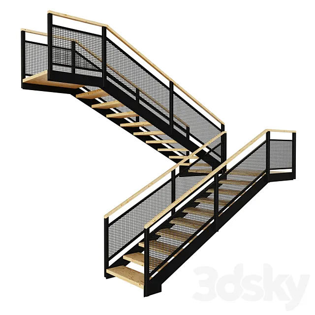 Stairway in Loft Style 01 3D Model