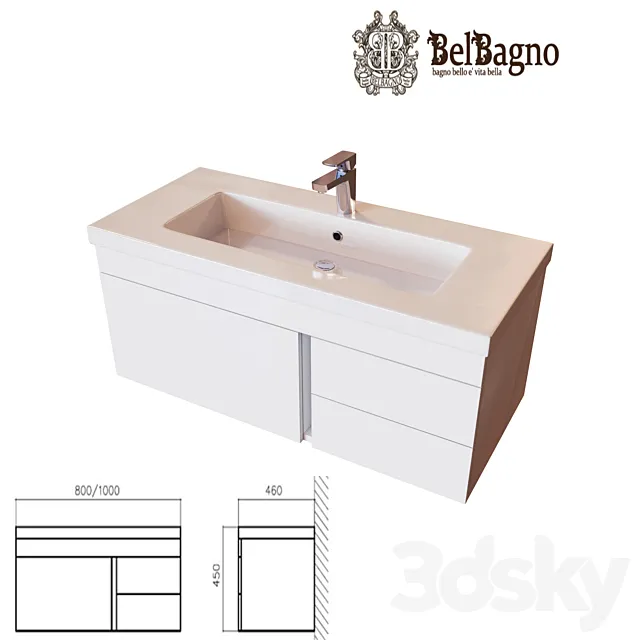 Stand BelBagno Luce BB1000VAC _ BL white with washbasin 3DModel Stand BelBagno Luce BB1000VAC _ BL white with washbasin 3DModel