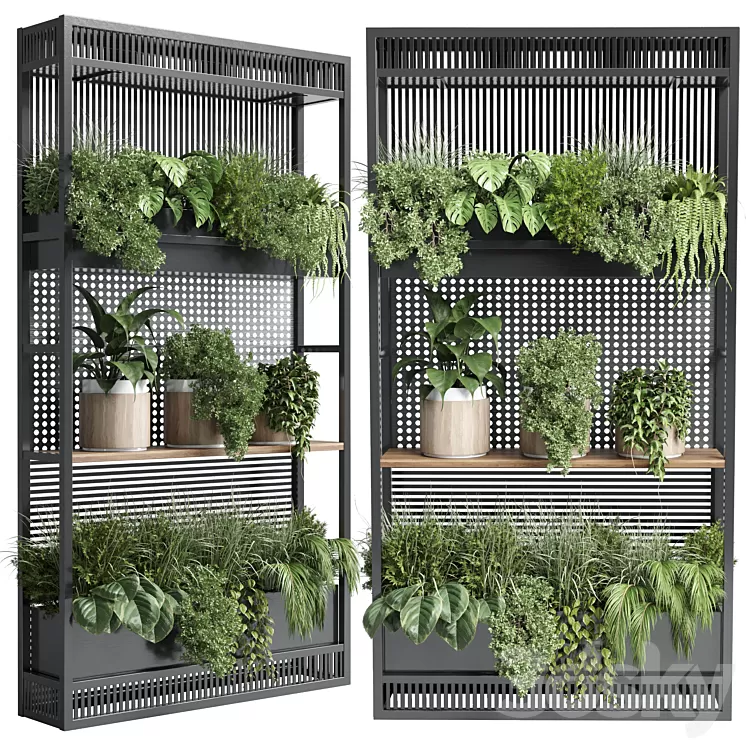 stand plant metal vase with three wooden pots 3D Model Free Download stand plant metal vase with three wooden pots 3D Model Free Download