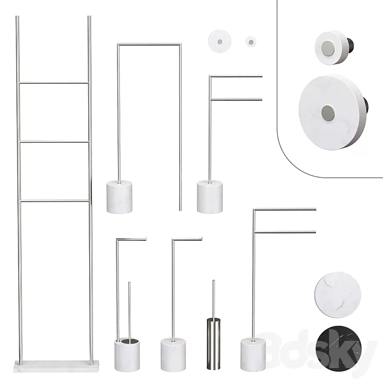 Stand set with bathroom accessories BERTOCCI Carrarino 3D Model Free Download