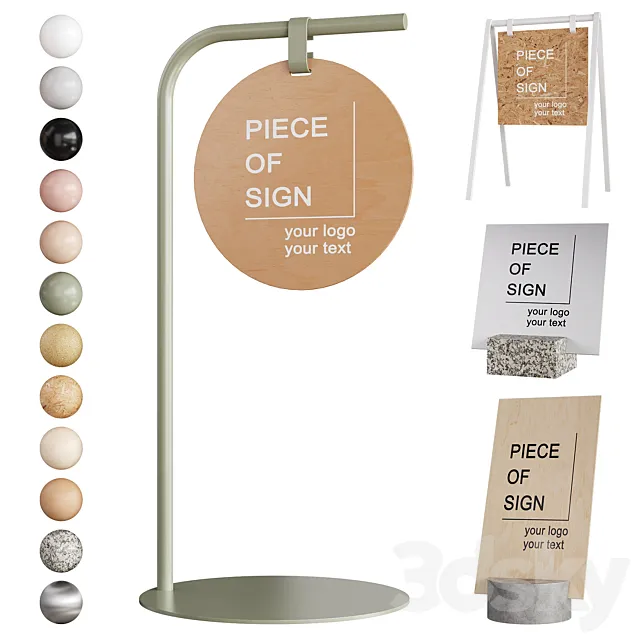 Stand signs PIECE OF SIGN 3D Model