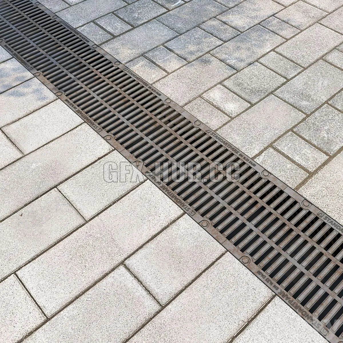 Standartpark rain grate and 2 types of paving stones 3D Model Standartpark rain grate and 2 types of paving stones 3D Model