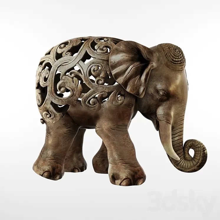 Standing elephant figurine 3D Model